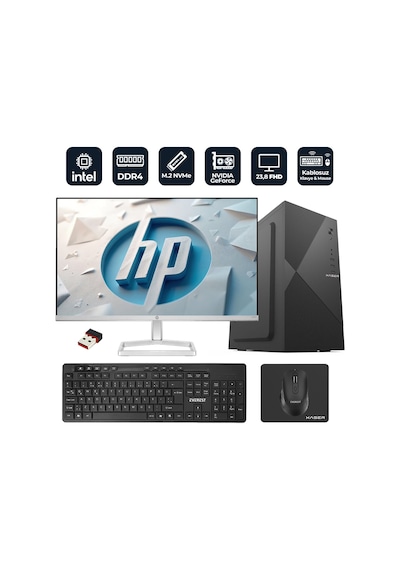 Xaser Officepro H26 Intel Core İ5-14400f 8gb Ram 512gb M.2 Nvme Ssd 2gb Gt610 23.8" Hp Monitörlü Masaüstü Ofis Bilgisayarı Diğer