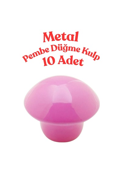 10 Adet Metal Yuvarlak Düğme Kulp - Çocuk Odası, Mutfak Ve Dolap İçin Modern Çekmece Kulbu Pembe Pembe