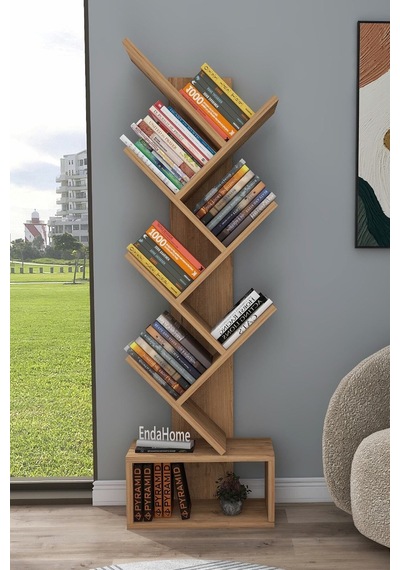 Enda Home Erine 8 Raflı Zikzak Kitaplık Atlantik Çam