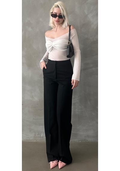 Madmext Siyah Yüksek Bel Kumaş Pantolon Mg2284