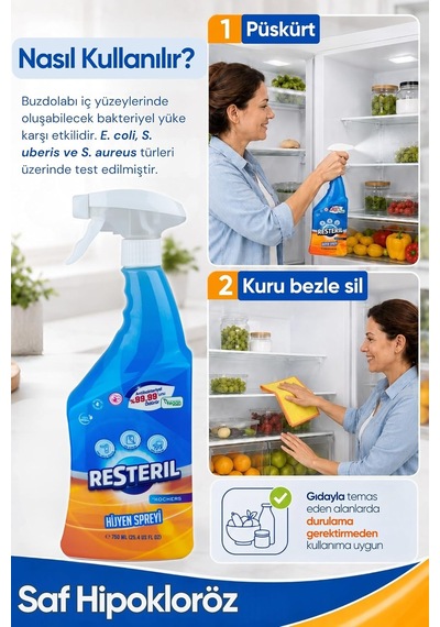 Buzdolabı Koku Giderici Sprey 750ml Günlük Yüzey Dezenfektanı Küf Temizleyici Buzdolabı Temizleyici Sigara Kokusu 10'lu Set