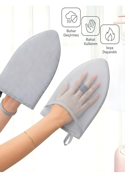 Buharlı Ütü Eldiveni Mini Ütü Sıcaklık Buhar Geçirmez 15x25 Cm Gri