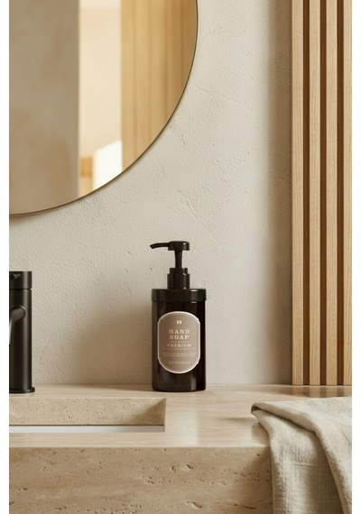 Buççin Online Mağaza 400 Ml Amber Sıvı Sabunluk - Hand Soap Etiketli - Mutfak & Banyo Sabun Şişesi 400hsc Plastik Kahve Çok Renkli