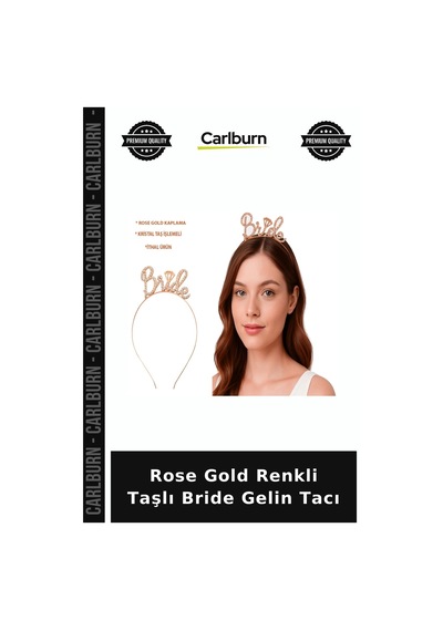 Rose Gold Renkli Taşlı Bride Gelin Tacı Hatıra Eşyası Kutlama Süsü +3