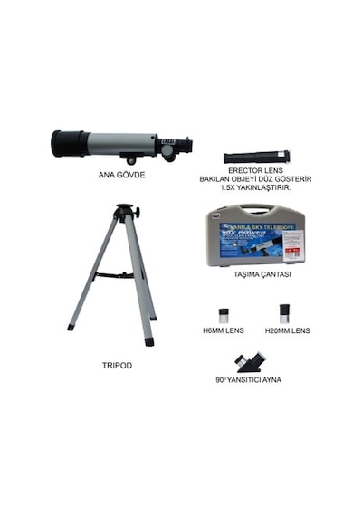 50 x 360 Mini Teleskop Kara Uzay Teleskobu Aliminyum Gövde Tripodlu