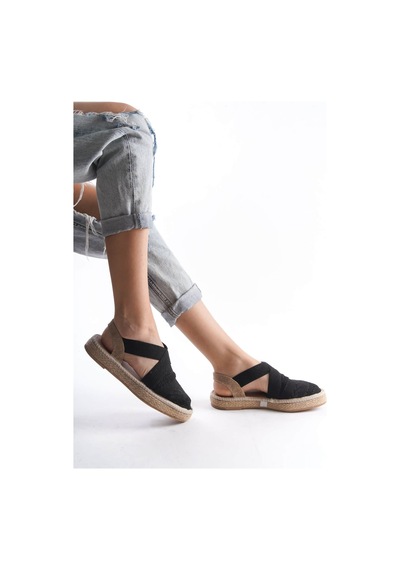 Roof Atelier Rosa Siyah Triko Espadril Ayakkabı Ayakkabı Siyah