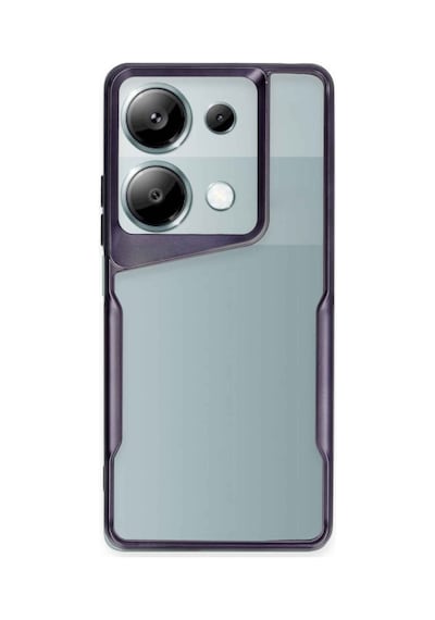 Redmi Note 13 Pro 4g Kılıf Metal Çerçeve Görünümlü Kırılmaz Boyi Kapak Derin Mor