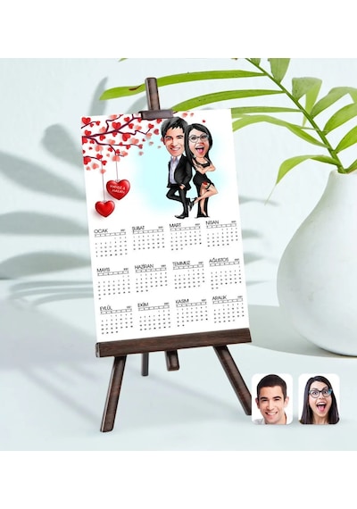 Bk Gift Kişiye Özel 15x21 Cm Fotoğraf Kartlı Sevgililer Karikatürlü Şövaleli 2023 Takvim -6