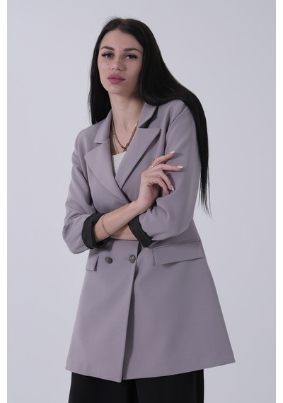 Feminist Gri Astarlı Düğme Kapamalı Blazer Ceket 0105123.06 Gri