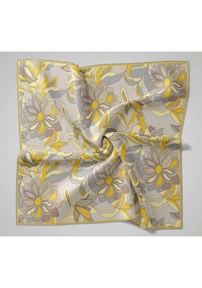 Silk Home Olinda İpek Eşarp 47003-35 Gümüş, Sarı, Koyu Gri, Butter Yellow