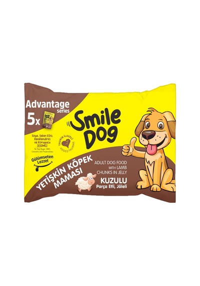 Smile Dog Flowpack 425 Gr 5 85gr Yetişkin Köpek Kuzulu Mama Sml-029 12'li Paket