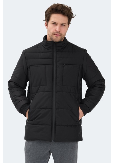 Slazenger Baldwıng Erkek Dik Yaka Fermuarlı Siyah Mont & Kaban Siyah