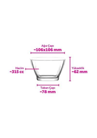 Lav Defne Cam Çorba Kasesi 2'li Küçük Boy 315 ml (Salata/Tatlı/Kahvaltı Kasesi)