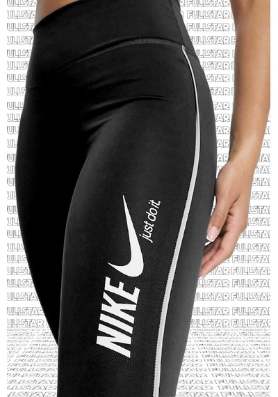 Nike One Dri Fit Training Printed Black Leggings Toparlayıcı 2 İç Cepli Siyah Tayt Siyah