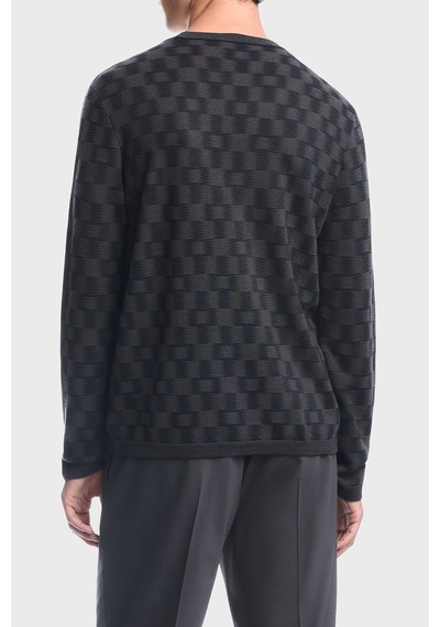 Emporio Armani Saf Yün Yuvarlak Yaka Kazak Erkek Kazak Em006276 Af29848 Fb004 Lacivert