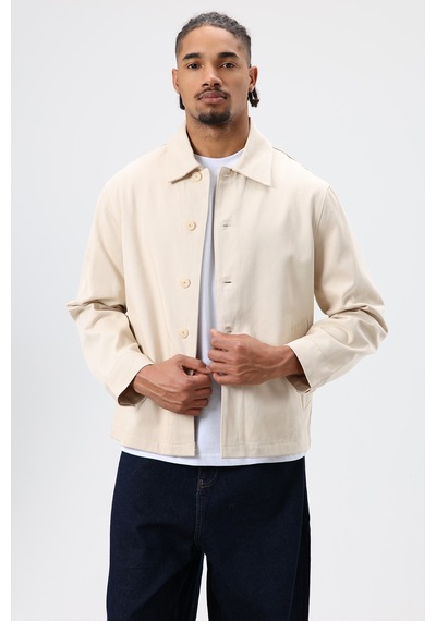 Vamos Boxy Fit Gabardin Ceket Bej