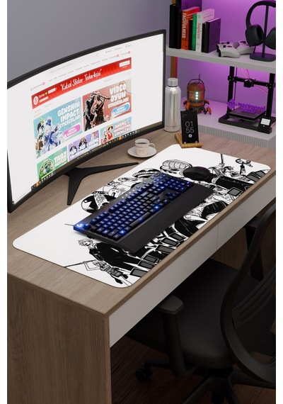 One Piece Kaymaz Dikişli Kauçuk Oyuncu Mousepad V4 - 90x40 Xxl Gaming Mouse Pad Fare Altlığı