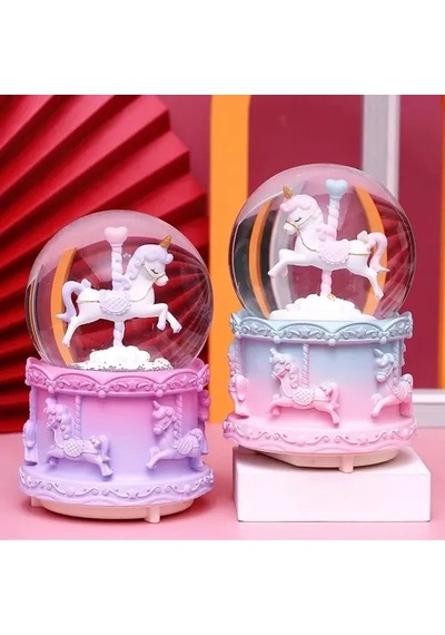 Mey İthalat Mini Boy Işıklı Unicorn Kar Küresi