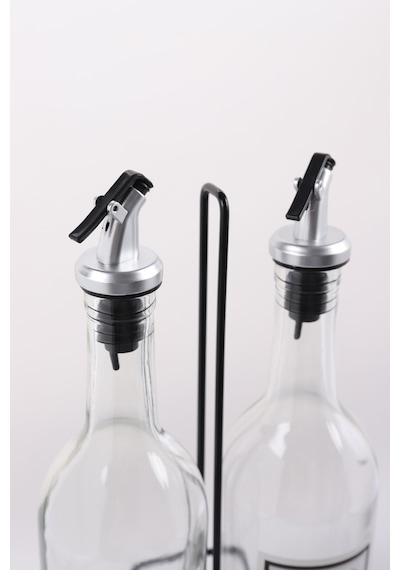 Jenisa Standlı Etiketli Akıtmaz Yağdanlık Yağlık 2 Adet 750 ML Siyah - Şeffaf