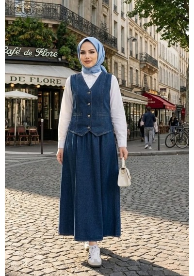 Hb Harma Time Butik Kadın Düğmeli Ve Cepli Kot Lacivert Tunik Etek İkili Takım Lacivert Lacivert Hb Harma Time Butik Kadın Düğmeli Ve Cepli Kot Lacivert Tunik Etek İkili Takım Lacivert Lacivert