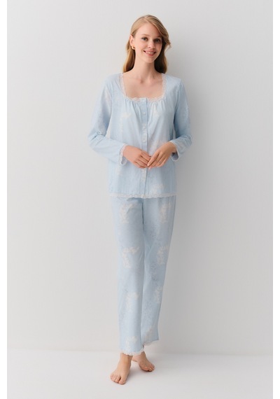 Suwen Sakura Maskülen Pijama Takımı Sh26213660b348 Mavili