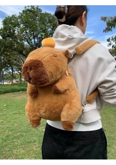 Capybara Peluş Çanta Sevimli Yumuşak Sırt Çantası 30cm Genel