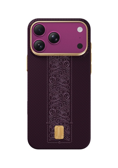 Apple iPhone Uyumlu 18 Pro Kılıf M-safeli Raptic Aramid Skin Rise Serisi 24 Ayar Altın Kaplamalı Karbon Kapak Mor