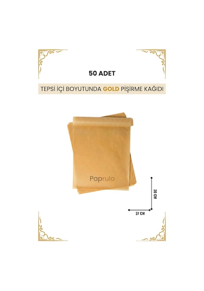 Ağartılmamış Fırın Pişirme Kağıdı 50 Adet Tepsi İçi Botuyunda 37x30 L Boy Gold Kalite