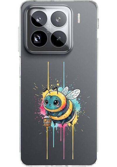 Xiaomi Mi 14 Pro İle Uyumlu Splash Arı Tasarımlı Şeffaf Silikon Kılıf Şeffaf