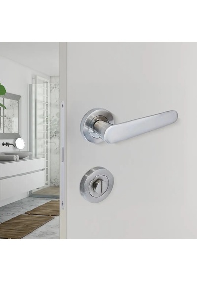 Sese Ada Modeli Rozetli Wc Kapı Kolu Inox Renk 200-204r-02-53