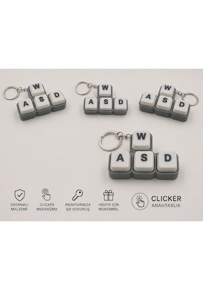 Wasd Clicker Anahtarlık , Wasd Klavye Clicker Araç Anahtarlığı - Asdw Araba Anahtarlık