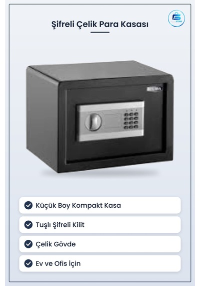 Şifreli Çelik  Kasası Küçük Boy Tuşlu Kilit Ev Ofis Kişisel E