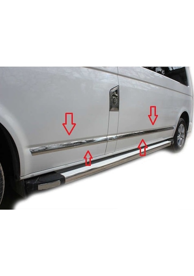 Transporter T6 Yan Kapı Çitası 7 Parça Krom 2015 2016 Uzun Şase
