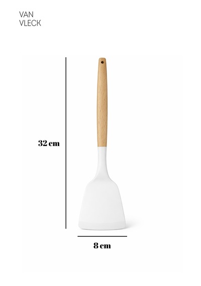 Silikon Spatula Isıya Dayanıklı Yapışmaz Mutfak Spatulası, Tencere Ve Tava Dostu Beyaz