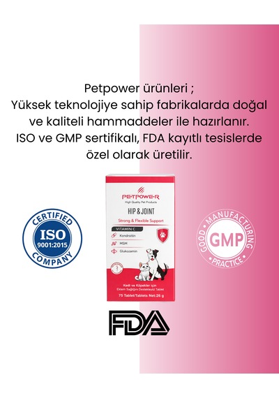 Petpower Kedi Köpek Kas Ve Kıkırdak Glukozamin, Kondroitin, Msm Tablet 75 Adet
