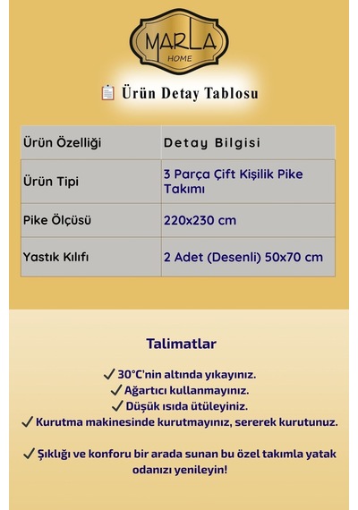 Çift Kişilik Pike Takımı Battal Boy 220x230 Cm Çok Amaçlı Yatak Örtüsü & Battaniye Sarı