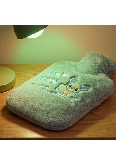 Stitch Figürlü Gri Peluş Sıcak Su Torbası 1 Litre Renkli