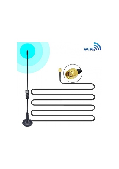 5 Dbi Sma Anten 3 Metre Kablolu 25 Cm İçi İğneli Sma Anten