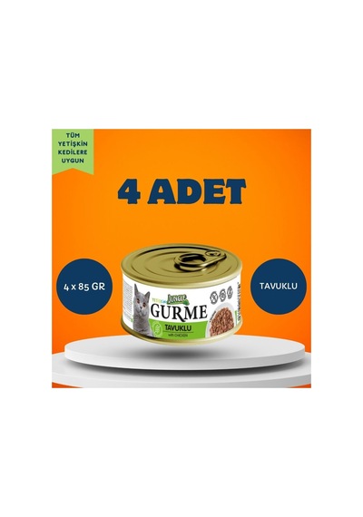 Gurme Soslu Tavuklu Yetişkin Kedi Yaş Maması 4 X 85 Gr
