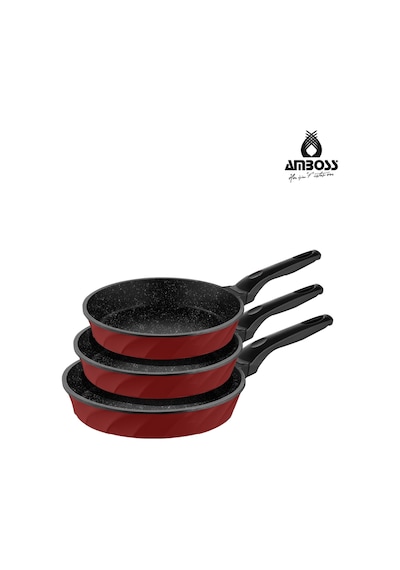 Jasper 3 Parça Döküm Tava Seti - Kırmızı