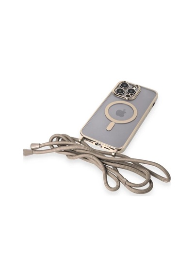 Apple İphone 12 Pro Max Kılıf Divo Lazer Askılı Magsafe Kapak - Gold 0.2M-Çok Renkli