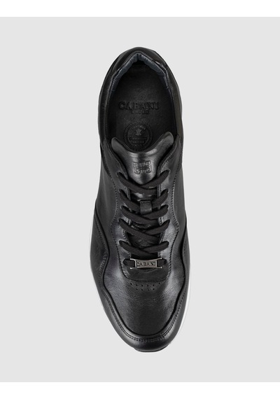 Cabani Erkek Siyah Hakiki Deri Eva Taban Sneaker Ayakkabı