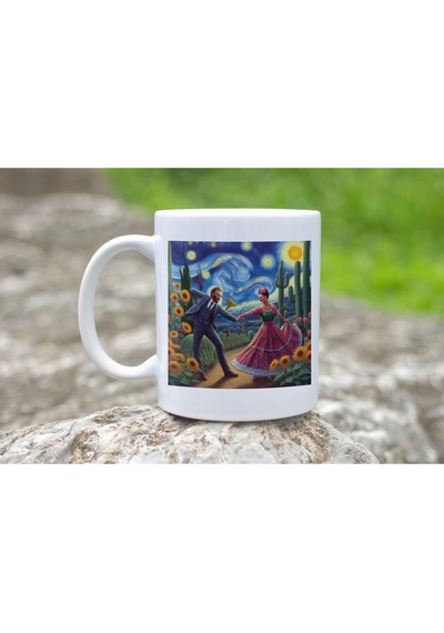 Dans Eden Frida Kahlo Ve Van Gogh Kupa Bardak Sanatsal Tarz Romantik Hediye Kupa Beyaz