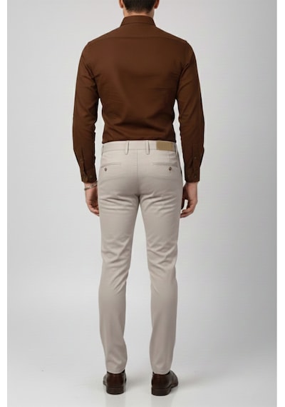 Deepsea Erkek Bej Modern Fit Likralı Kumaş Pantolon Günlük & Ofis Kullanımı 2602020 Bej