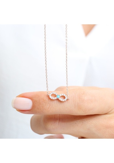 Mia Vento Firuze Detay Işıltılı Sonsuzluk Rose Renk İkili Gümüş Set
