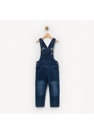 Erkek Çocuk 4-7 Yaş Basic Kot Salopet 7545 Koyu Mavi