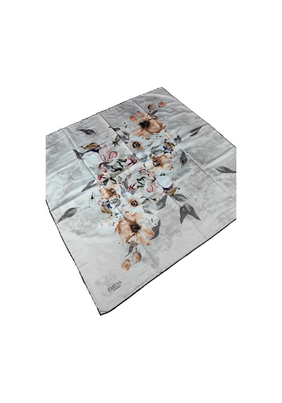Mim Eşarp Emilya Rayon Çiçek Desenli Eşarp 90x90 Cm Açık Gri - Tarçın