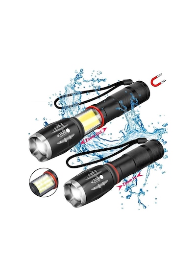 Valkyrie 8000 Lümen Cob Lambalı T6 Mıknatıslı El Feneri - 6 Mod - 500 Metre Mesafe Siyah