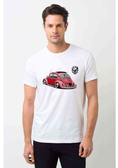 Wv Wosvos Beetle Baskılı Beyaz Erkek Tshirt