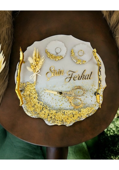 Wistful Gold Polyester Söz Tepsisi Krem Krem